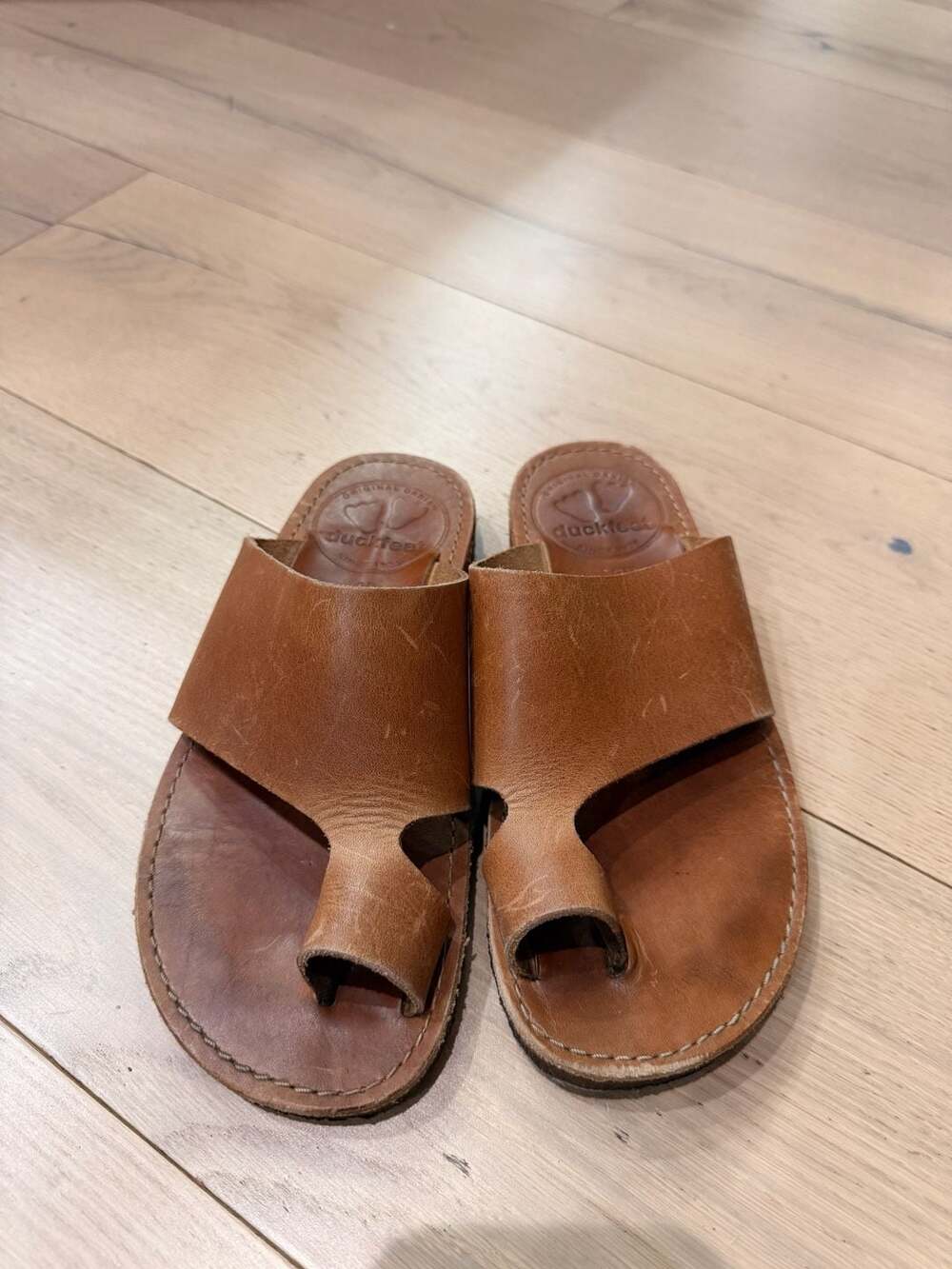 Duckfeet Mandø Cocoa Leather Toe Loop Sandals Size 37